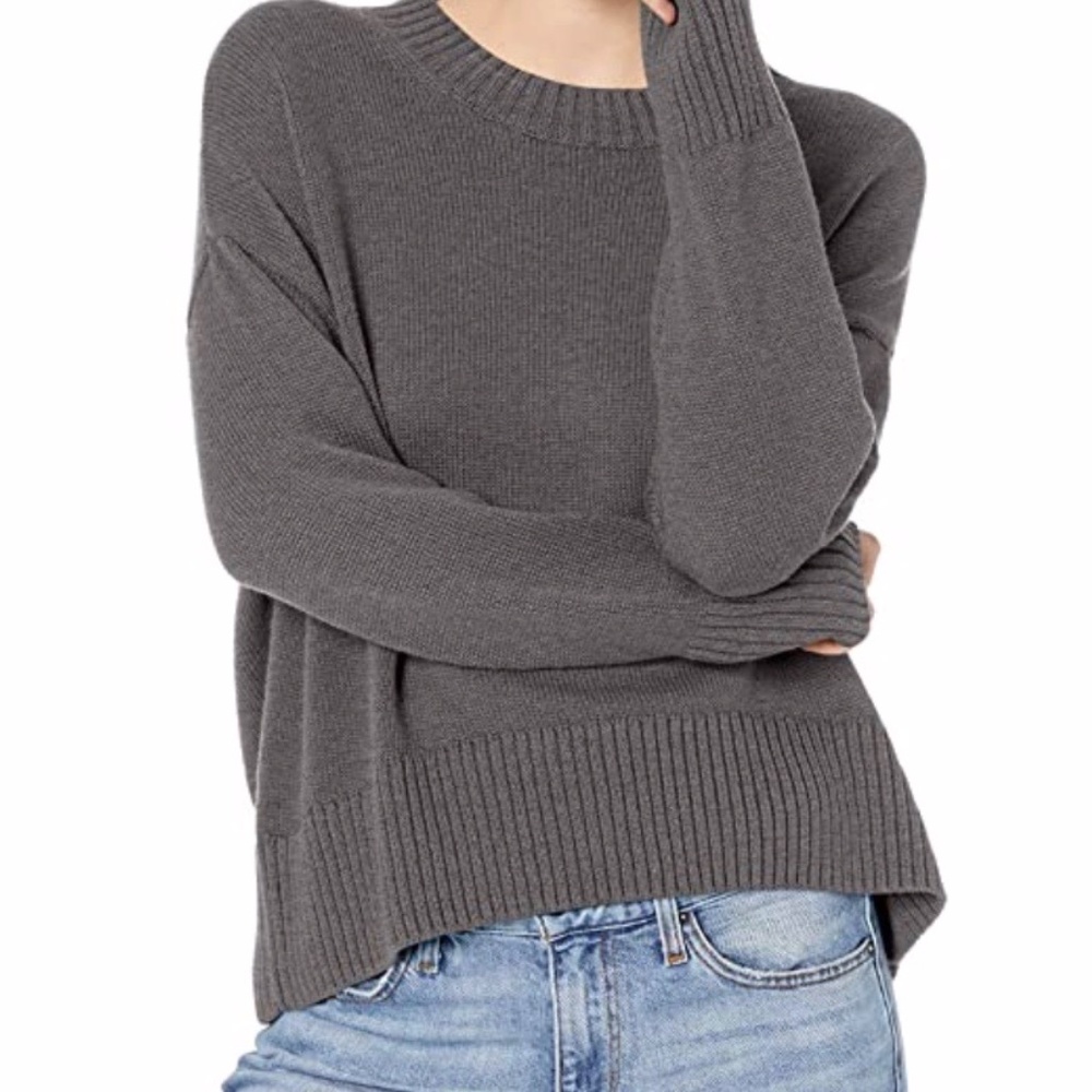 Grey 100% Cotton Crew Neck Sweater